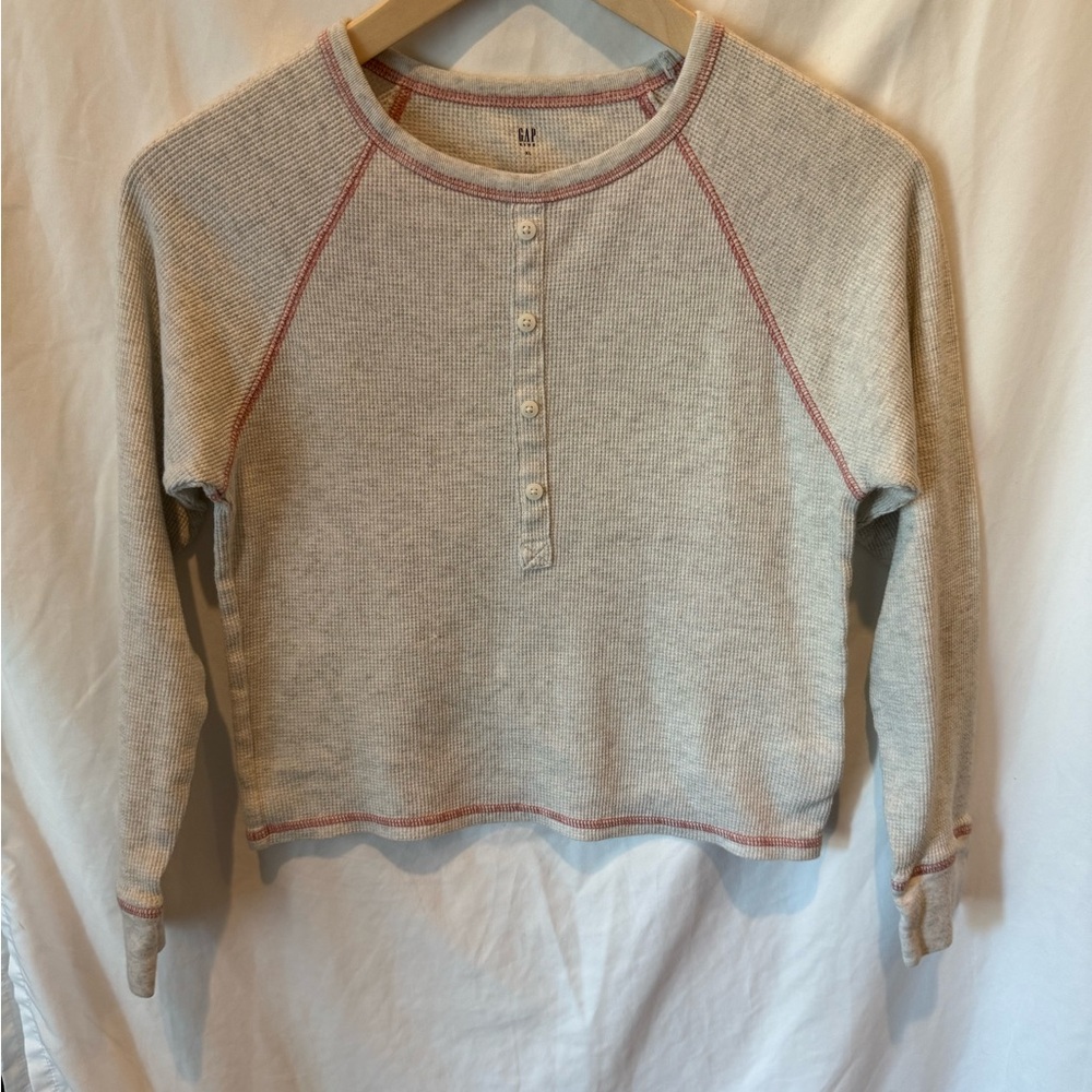 Gap Kids Gray Long Sleeve Henley Top